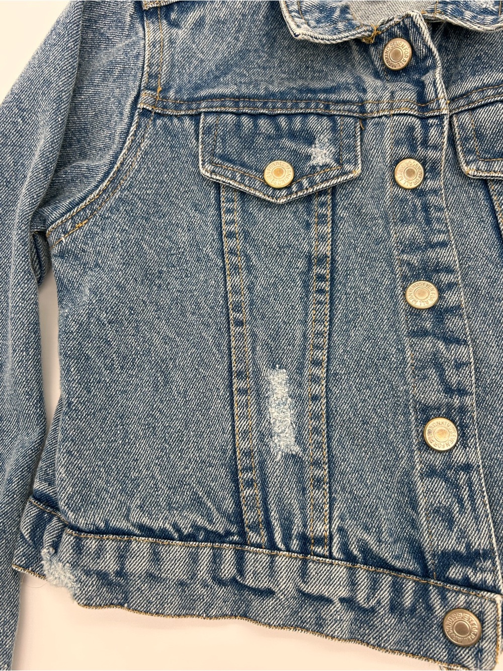 7 For All Mankind Girls' Distressed Blue Denim Jacket Size 6 - Picture 5 of 11